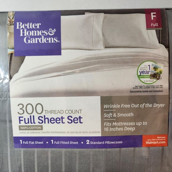 100% Cotton 300 Thread Count Sheets set FULL DOUBLE Mattress Gray Silver beds Be - Picture 4 of 7